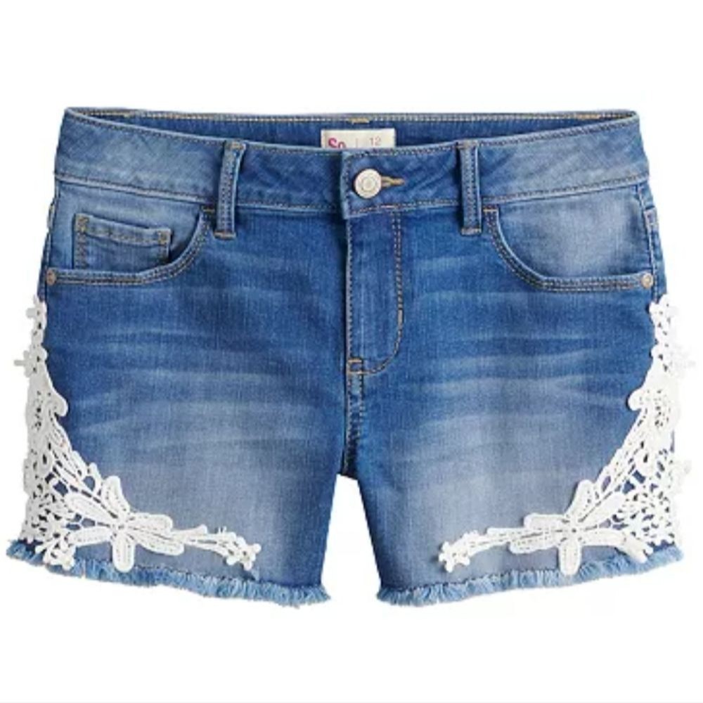 Girls crochet denim shorts size 14